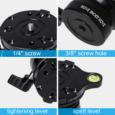 MSM Leveling Base with Bubble Level, Tripod Head With 1/4 Screw & Locking Design