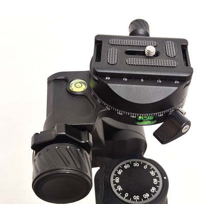 New CNC Machined 3-Way Geared Tripod Head with Arca QR Plate