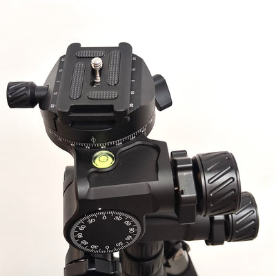 New CNC Machined 3-Way Geared Tripod Head with Arca QR Plate